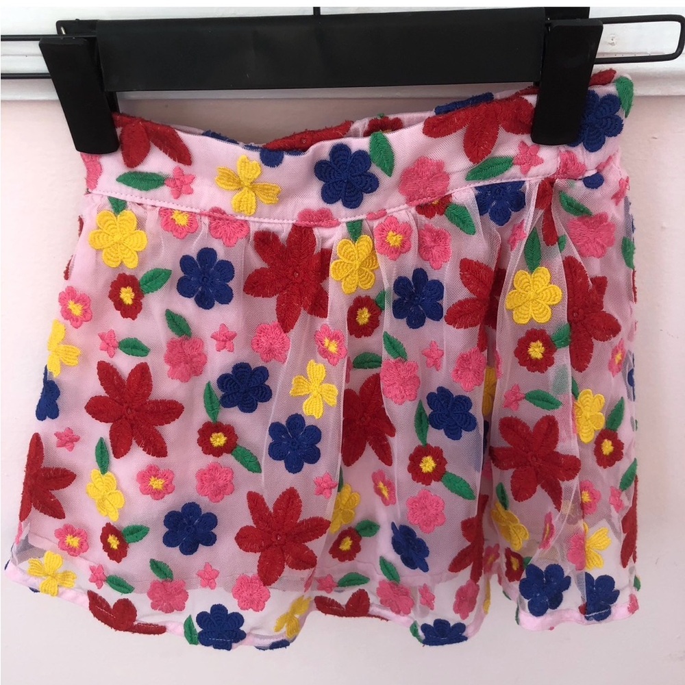Janie and Jack Pink Floral Embroidered Skirt